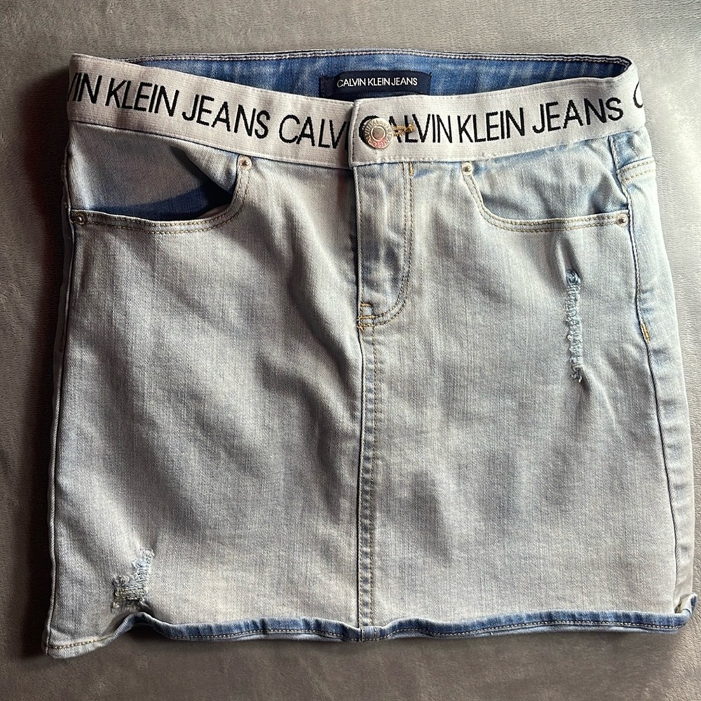Calvin Klein Light Wash Denim Mini Skirt